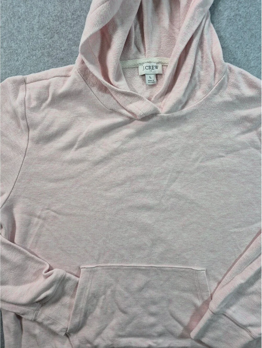 J.Crew Women’s Large Light Pink Cropped Hoodie Pullover Sweatshirt